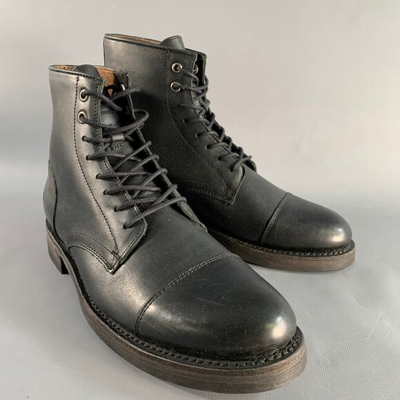 FRYE Size 8.5 Black Leather Lace Up Boots